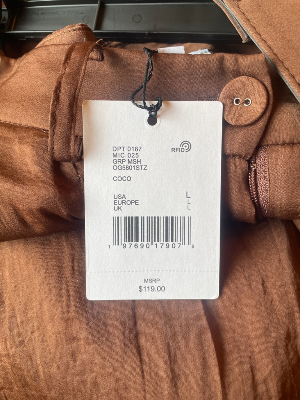 Wide Leg Belted Satin Trousers in coco brown size large fits medium - Picture 4 of 4